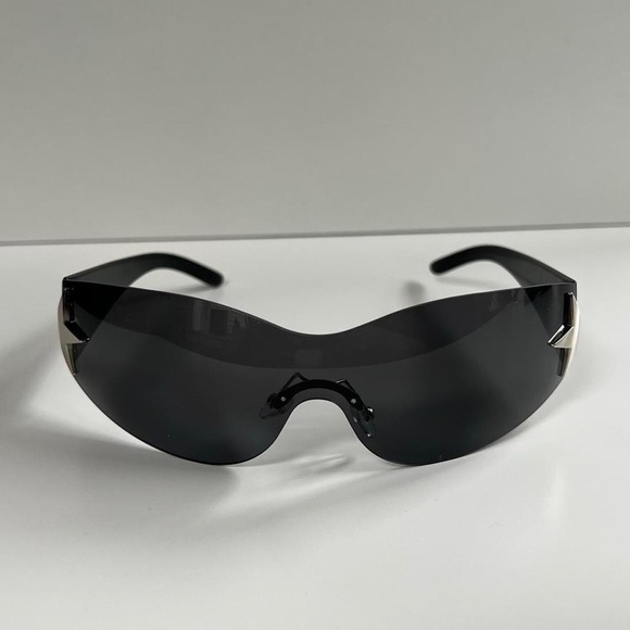 y2k 2000s vintage style black gray frameless star sunglasses - Picture 3 of 8